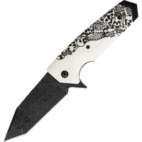 Нож складной Hogue EX-02 Skulls & Bones Tanto, сталь дамасская, рукоять ABS-пластик купить в Витебске